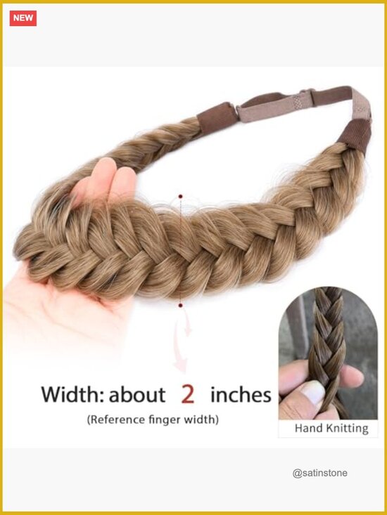 Synthetic Hair Braided Headband Hairpiece – Adjustable Strap Handmade